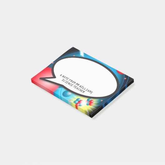 Die Atom-Sprechblase des Lehrers Post-it Klebezettel (angewinkelt)