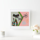 Die atomare Zuhause der modernen Uhrenkatze des Mi Quadratische Wanduhr (Zuhause)