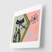 Die atomare Zuhause der modernen Uhrenkatze des Mi Quadratische Wanduhr (Winkel)