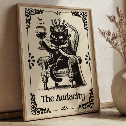 Die Audacity Black Cat Lustige Tarotkarten-Kunst Poster