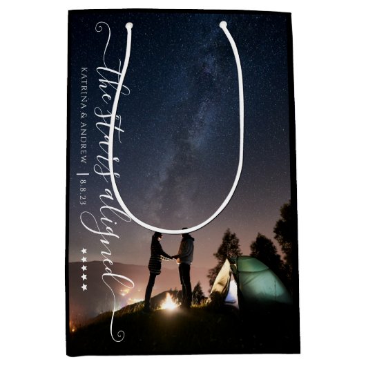 Die auf den Sternen ausgerichtete Foto-Geschenktas Mittlere Geschenktüte (Vorderseite)