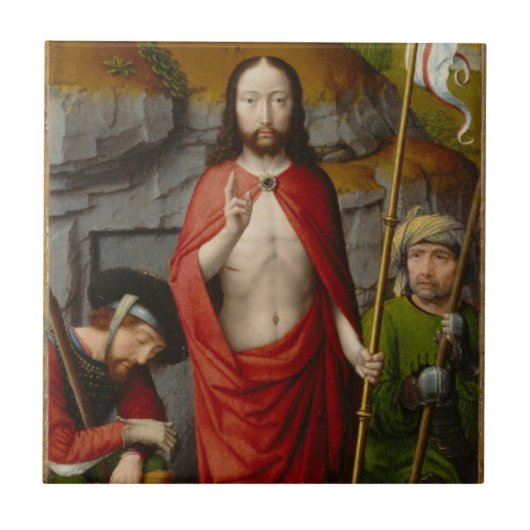 Die Auferstehung, mit den Pilgern von Emmaus Fliese (Vorderseite)