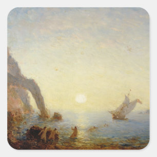 Die Aufforderung der Sirenen (Öl auf Leinwand) Quadratischer Aufkleber