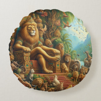 🦁 Die aufkeimende Majestät des Abstrakten Express Rundes Kissen