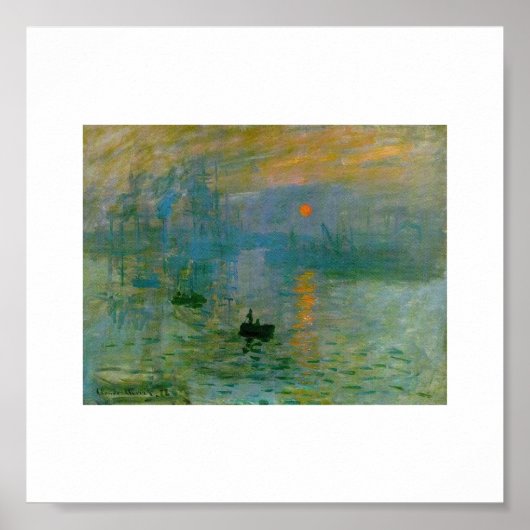 Die aufstrebende Sonne von Claude Monet Poster (Vorne)