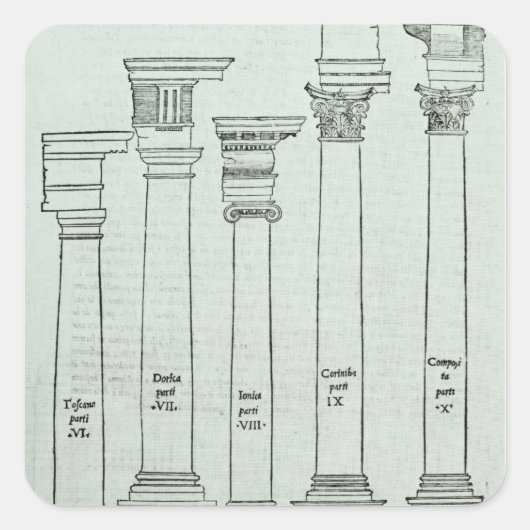 Die Aufträge der Architektur Quadratischer Aufkleber (Vorderseite)