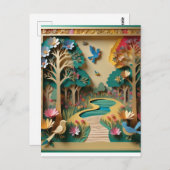 Die aufwändig detaillierte Goldfarbe 3D-Papier-Sei Postkarte (Vorne/Hinten)