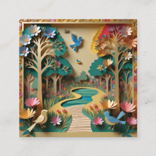 Die aufwändig detaillierte Goldfarbe 3D-Papier-Sei Quadratische Visitenkarte