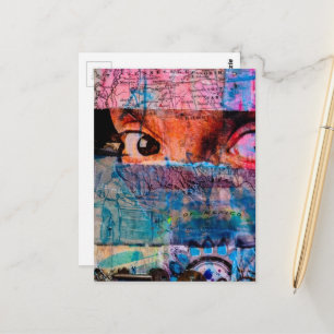 Die Augäpfel abstraktes Junk-Journal Collage AI Postkarte