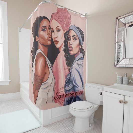 Die Augen auf den Preis Duschvorhang (Beispiel)