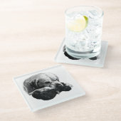 Die Augen auf den Preis Glasuntersetzer (Schrägansicht)