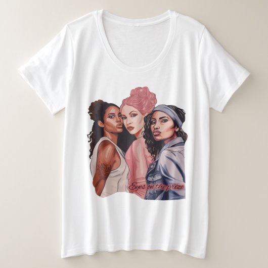 Die Augen auf den Preis Große Größe T-Shirt (Design vorne)