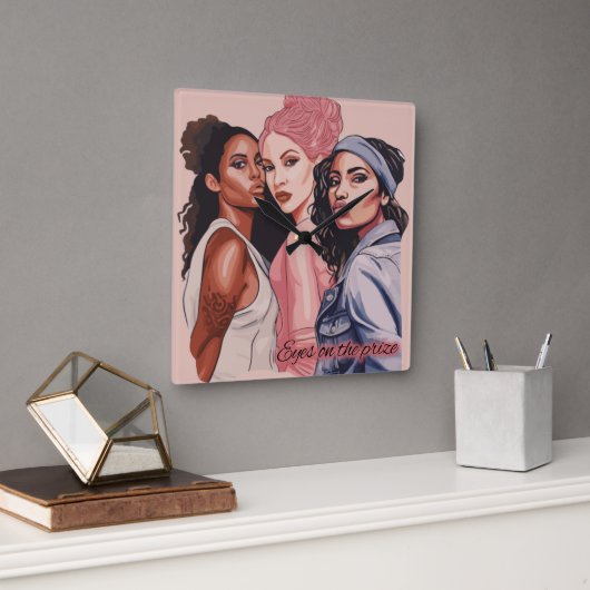 Die Augen auf den Preis Quadratische Wanduhr (Büro)