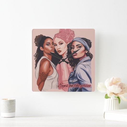 Die Augen auf den Preis Quadratische Wanduhr (Zuhause)