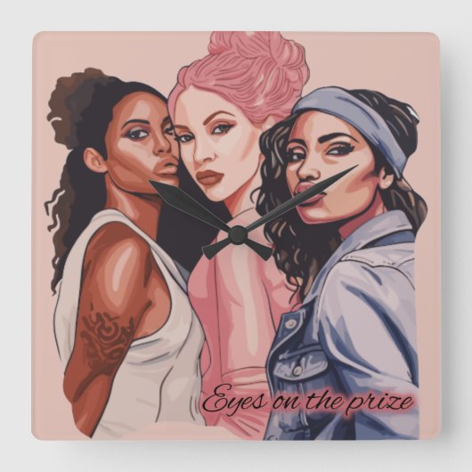 Die Augen auf den Preis Quadratische Wanduhr (Vorderseite)