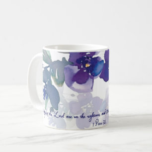 Die Augen des Herrn, lila Aquarell-Blumen  Kaffeetasse