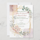 Die Aureate Rahmen Blumen Hochzeit  Einladung (Vorderseite)