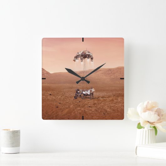 Die Ausdauer lief sicher auf den Mars. Quadratische Wanduhr (Zuhause)