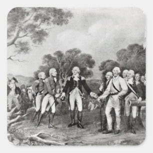Die Auslieferung von General Burgoyne Saratoga Quadratischer Aufkleber