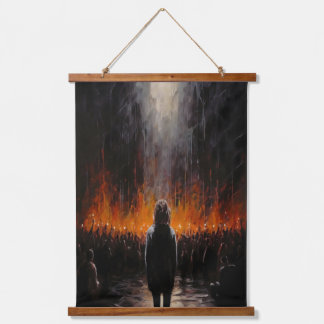 Die Außenwelt: Dramatisch Abstrakte Kunst Wandteppich Mit Holzrahmen