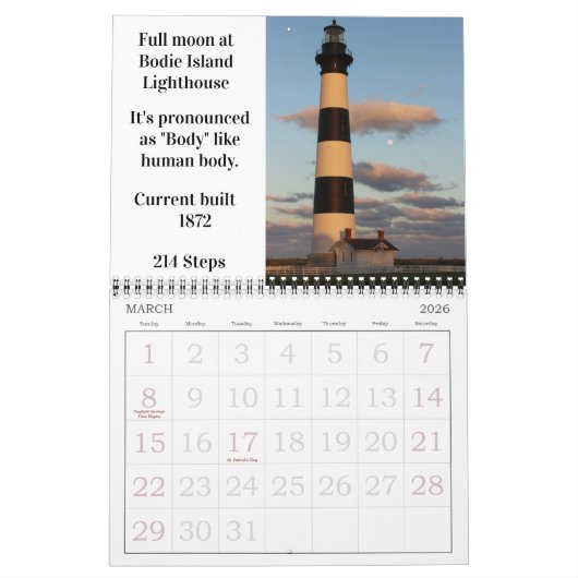 Die äußeren Banken North Carolina Caledar Kalender (Mär 2026)