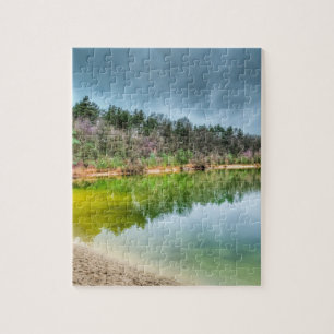 Die Aussicht auf den See im Herbst frei Puzzle