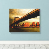 Die Aussicht auf die Brücke von Manhattan von der Leinwanddruck (Insitu (Holzboden))