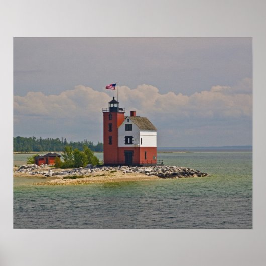 Die Aussicht auf die Light Station Round Island. Poster (Vorne)