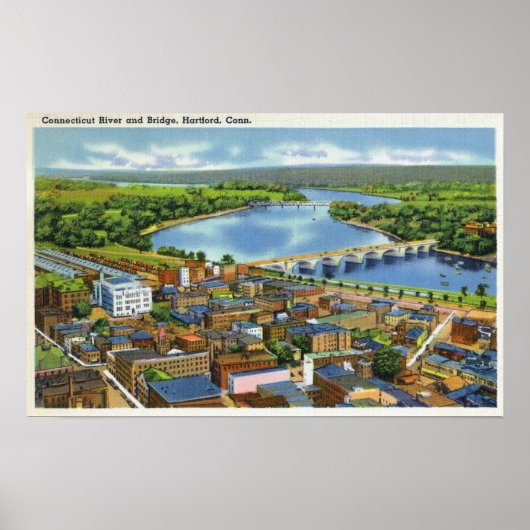 Die Aussicht auf die Stadt und den Connecticut Poster (Vorne)