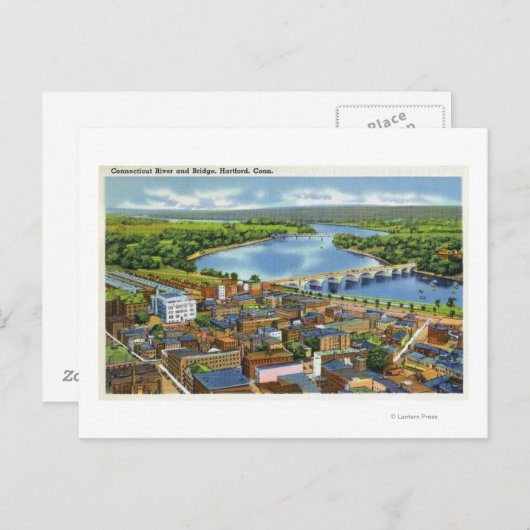 Die Aussicht auf die Stadt und den Connecticut Postkarte (Vorne/Hinten)
