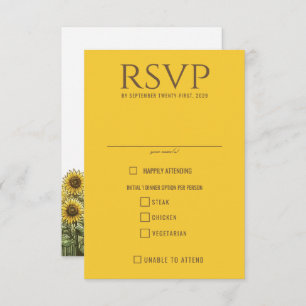 Die Auswahl an Sonnenblumenkuchen RSVP Karte