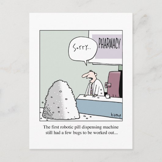 Die automatische Pillenausgabekarte Postkarte (Vorderseite)