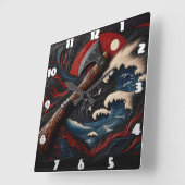 Die Ax des Feuermanns gegen einen dramatischen Stu Quadratische Wanduhr (Winkel)