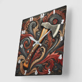 Die Ax des Feuermanns unter den Verzierten Mustern Quadratische Wanduhr (Winkel)