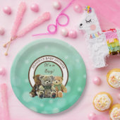 Die Baby-Dusche des grünen und braunen Teddy Bären Pappteller (Party)