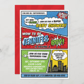 Die Babydusche des Superhero Comic ist ein Kinderb Einladung (Vorne/Hinten)