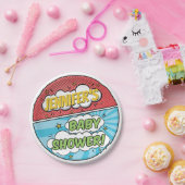 Die Babydusche des Superhero Comic ist ein Kinderb Pappteller (Party)