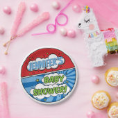 Die Babydusche des Superhero Comic ist ein Kinderb Pappteller (Party)