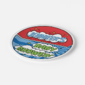 Die Babydusche des Superhero Comic ist ein Kinderb Pappteller (Schrägansicht)