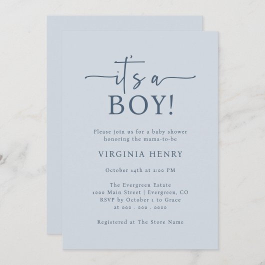 Die Babydusche Einladung (Vorne/Hinten)