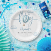Die Babydusche ist ein Baby Blue Hot Air Ballon Pappteller (Party)
