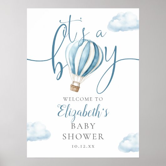 Die Babydusche ist ein Baby Hot Air Ballon Begrüßu Poster (Vorne)