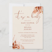 Die Babydusche ist ein Junge, der im Herbst bläst Einladung (Vorderseite)