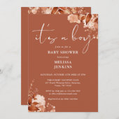 Die Babydusche ist ein Junge, der im Herbst bläst Einladung (Vorne/Hinten)