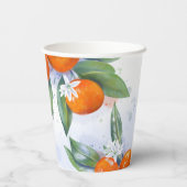 Die Babydusche ist mit Mandarine geschmückt Pappbecher (Rückseite)