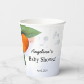 Die Babydusche ist mit Mandarine geschmückt Pappbecher (Rückseite)