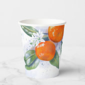 Die Babydusche ist mit Mandarine geschmückt Pappbecher (Vorderseite)