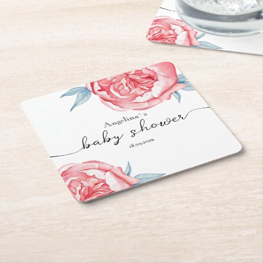 Die Babydusche Papier Untersetzer Peonies (angewinkelt)