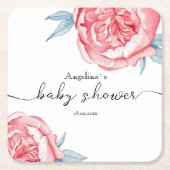 Die Babydusche Papier Untersetzer Peonies (Vorderseite)
