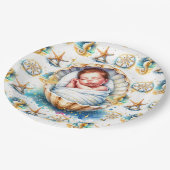 Die Babydusche von Beachy Boy Themed Coastal Pappteller (Schrägansicht)